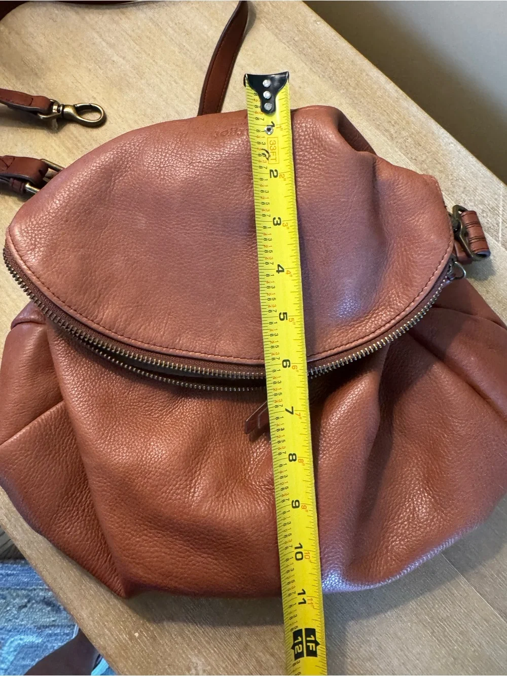 Women's Leather Crossbody Bag in cognac brown genuine leather.
